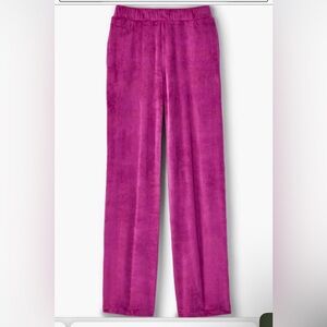 Soft Surroundings Aria Velvet Wide Leg Pants Pink Pull On XL New w Tag $119